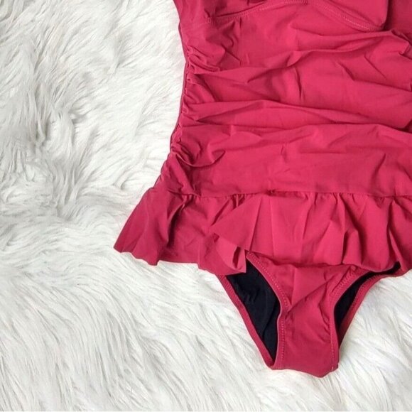 Profile By Gottex One Piece Swimsuit 10 Swimdress Pink Dandy Retro pinup - Picture 6 of 11